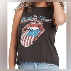 The Rolling Stones Women's Americana Charcoal Graphic Muscle Tank Top Size XXL